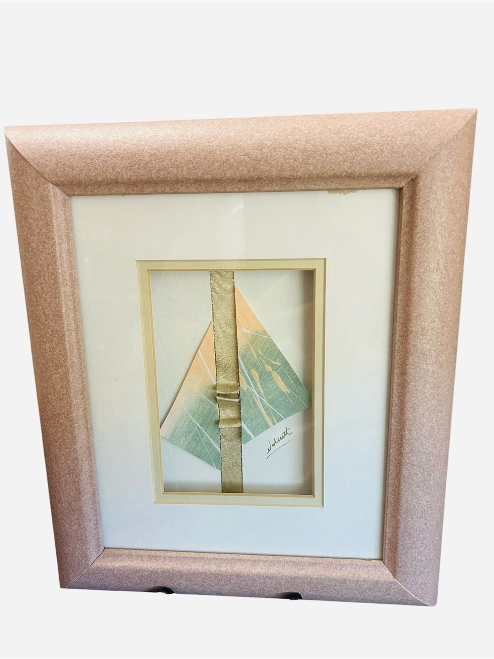 Vintage Mix Media Abstract FRANK WALCUTT 70-80s signed 14X11  2x Mat Framed Art